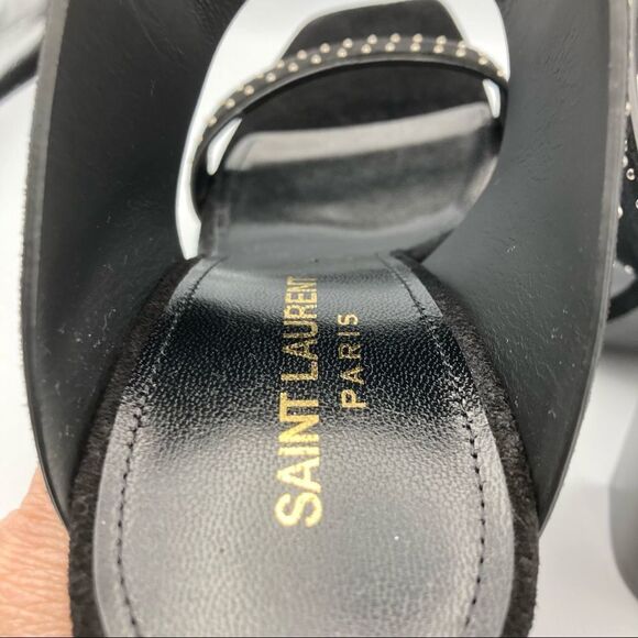 Saint Laurent Oak Woman’s Mule Suede Sandal Size 37 US 7 - Picture 7 of 10